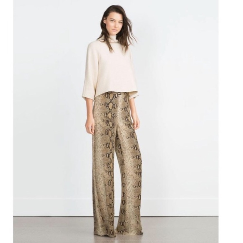 Zara Wide Leg Snakeprint Trouser